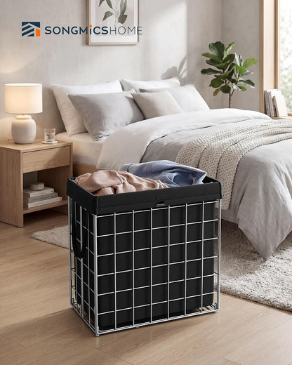 Laundry Basket, Foldable Laundry Hamper, Clothes Hamper, Removable Liner with Handles, for Bedroom, Bathroom, 23.8 Gal. (90 L), White