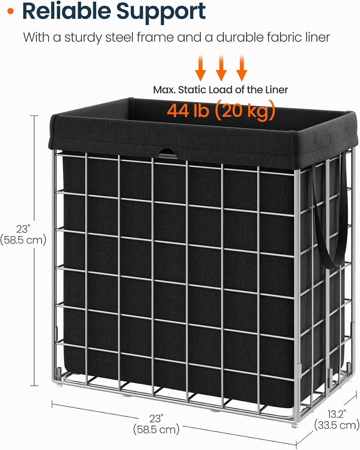 Laundry Basket, Foldable Laundry Hamper, Clothes Hamper, Removable Liner with Handles, for Bedroom, Bathroom, 23.8 Gal. (90 L), White