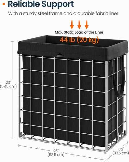 Laundry Basket, Foldable Laundry Hamper, Clothes Hamper, Removable Liner with Handles, for Bedroom, Bathroom, 23.8 Gal. (90 L), White