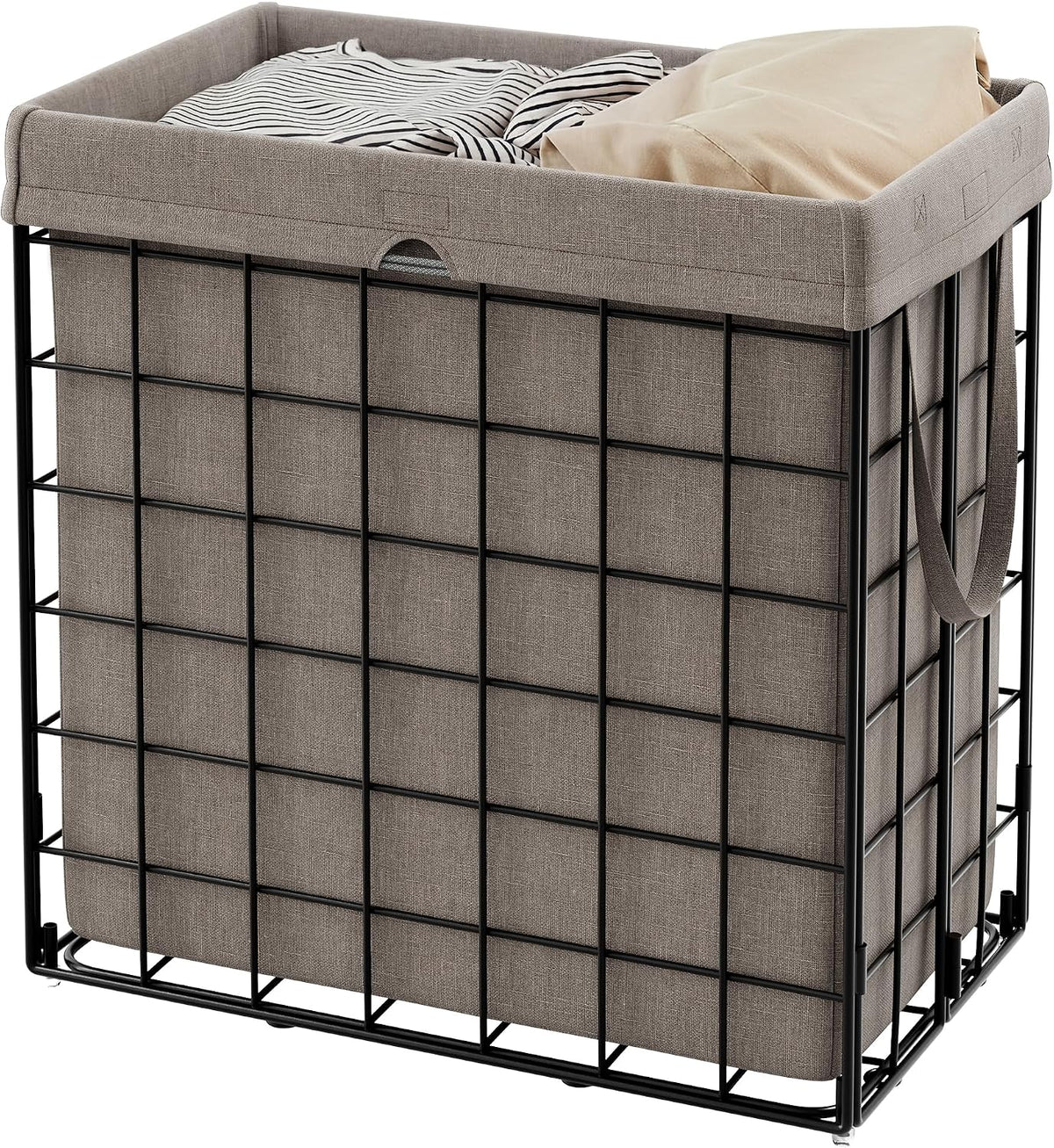 Laundry Basket, Foldable Laundry Hamper, Clothes Hamper, Removable Liner with Handles, for Bedroom, Bathroom, 23.8 Gal. (90 L), White
