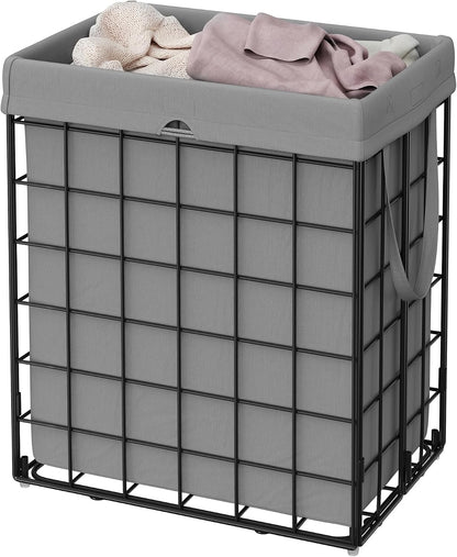 Laundry Basket, Foldable Laundry Hamper, Clothes Hamper, Removable Liner with Handles, for Bedroom, Bathroom, 23.8 Gal. (90 L), White