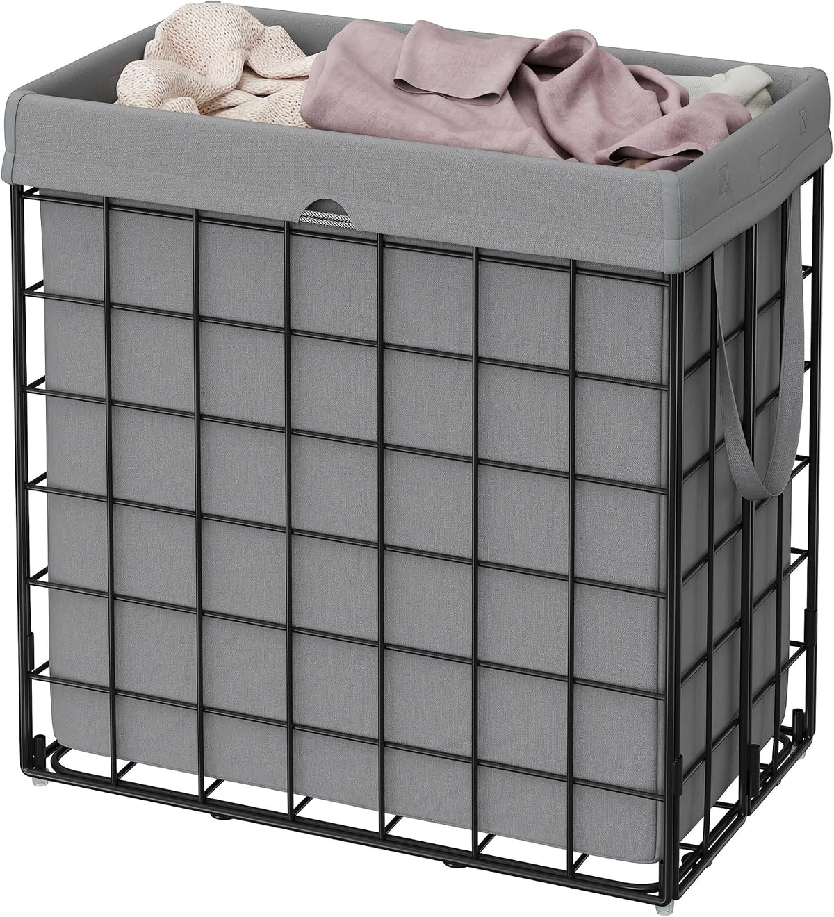 Laundry Basket, Foldable Laundry Hamper, Clothes Hamper, Removable Liner with Handles, for Bedroom, Bathroom, 23.8 Gal. (90 L), White