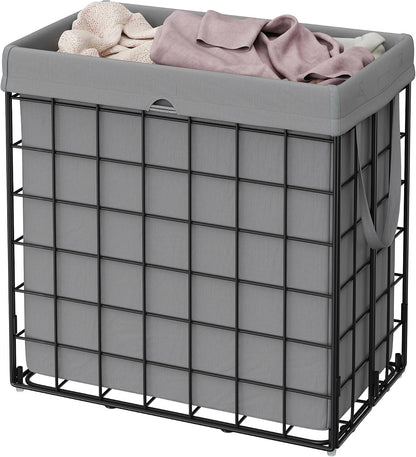 Laundry Basket, Foldable Laundry Hamper, Clothes Hamper, Removable Liner with Handles, for Bedroom, Bathroom, 23.8 Gal. (90 L), White