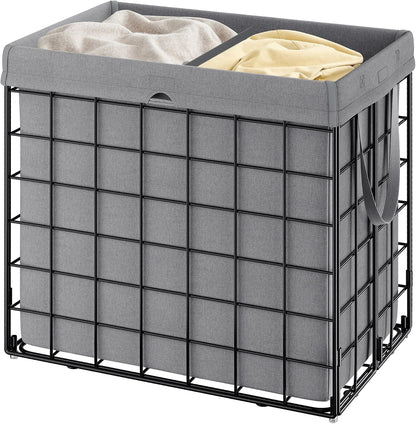 Laundry Basket, Foldable Laundry Hamper, Clothes Hamper, Removable Liner with Handles, for Bedroom, Bathroom, 23.8 Gal. (90 L), White