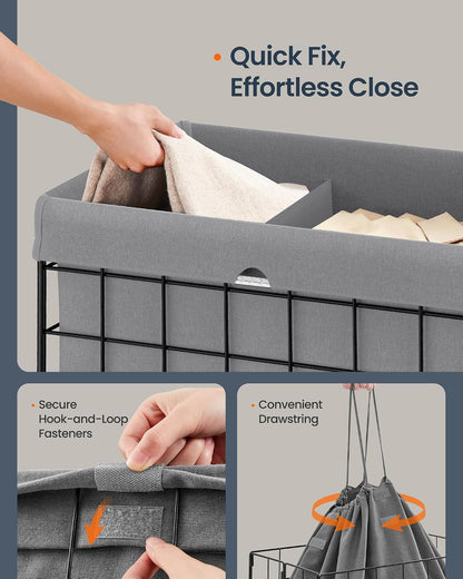 Laundry Basket, Foldable Laundry Hamper, Clothes Hamper, Removable Liner with Handles, for Bedroom, Bathroom, 23.8 Gal. (90 L), White