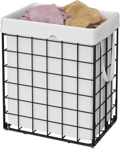Laundry Basket, Foldable Laundry Hamper, Clothes Hamper, Removable Liner with Handles, for Bedroom, Bathroom, 23.8 Gal. (90 L), White