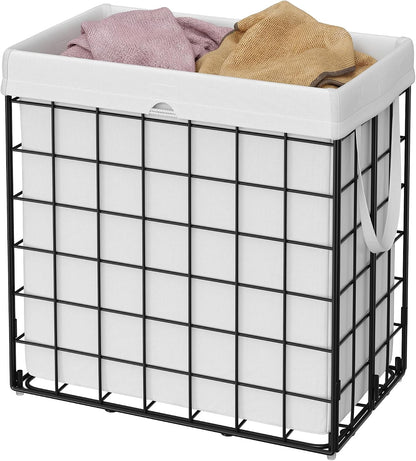 Laundry Basket, Foldable Laundry Hamper, Clothes Hamper, Removable Liner with Handles, for Bedroom, Bathroom, 23.8 Gal. (90 L), White