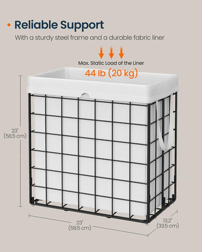 Laundry Basket, Foldable Laundry Hamper, Clothes Hamper, Removable Liner with Handles, for Bedroom, Bathroom, 23.8 Gal. (90 L), White