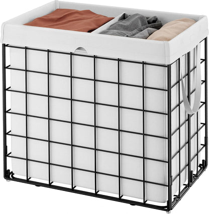 Laundry Basket, Foldable Laundry Hamper, Clothes Hamper, Removable Liner with Handles, for Bedroom, Bathroom, 23.8 Gal. (90 L), White