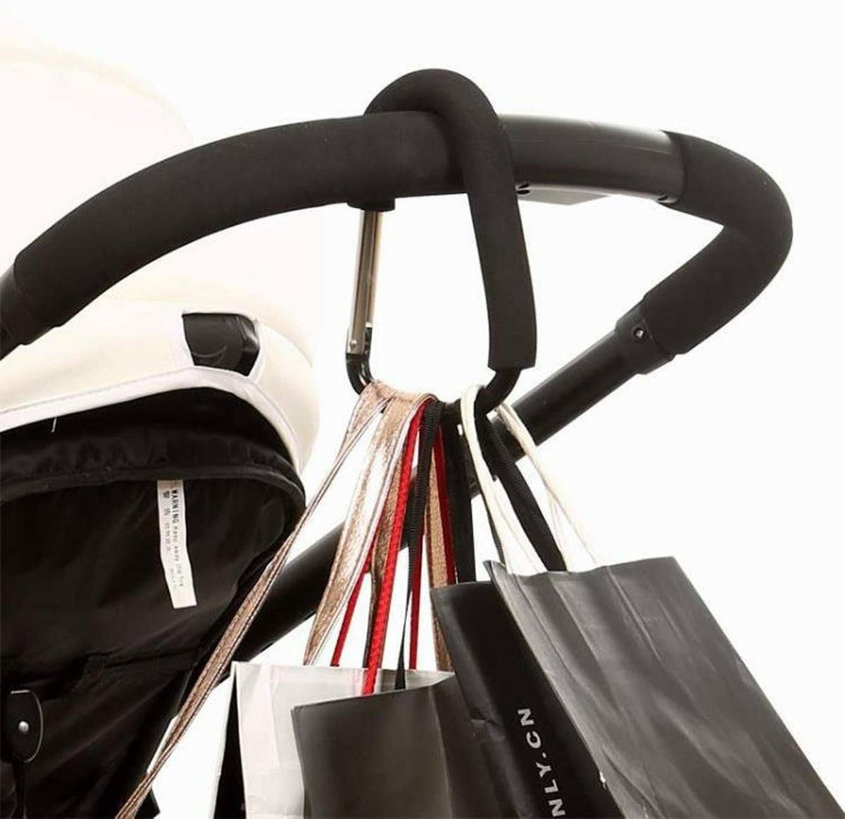 Stroller Hooks-2pacs X-Large 16cm(6.3") of Multipurpose Hook Clips-for Mommy Shopping Bags,Baby Diaper Bags,Groceries,Clothing,Purse(Stroller Accessories-Black).