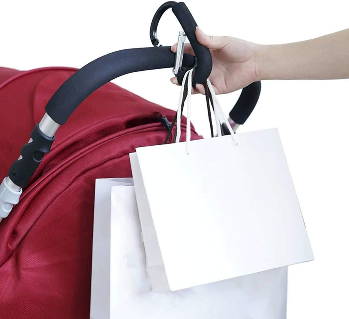 Stroller Hooks-2pacs X-Large 16cm(6.3") of Multipurpose Hook Clips-for Mommy Shopping Bags,Baby Diaper Bags,Groceries,Clothing,Purse(Stroller Accessories-Black).