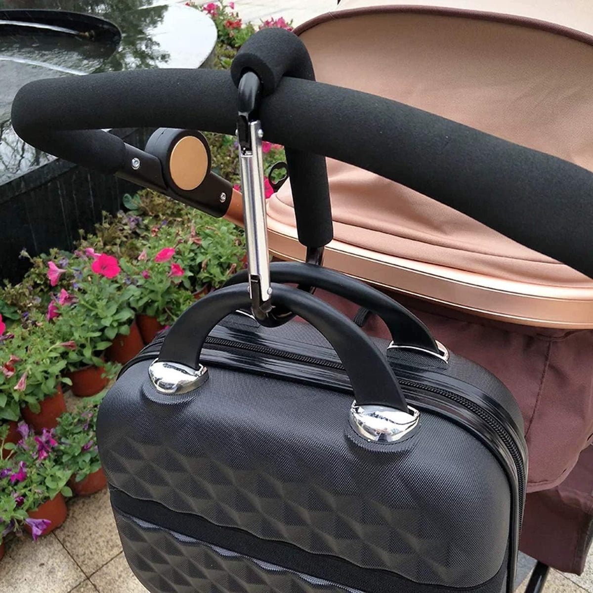 Stroller Hooks-2pacs X-Large 16cm(6.3") of Multipurpose Hook Clips-for Mommy Shopping Bags,Baby Diaper Bags,Groceries,Clothing,Purse(Stroller Accessories-Black).