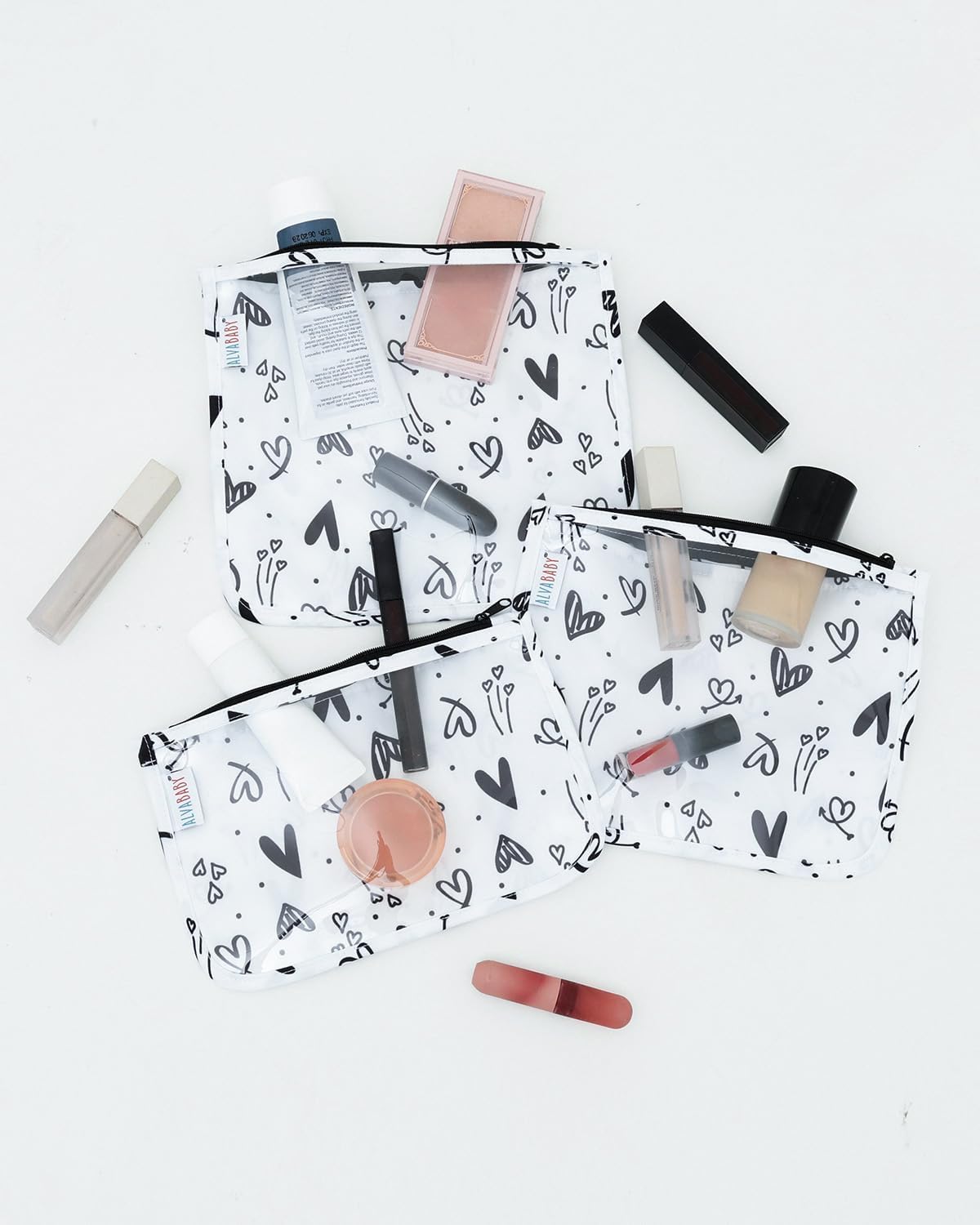 ALVA 3pcs Mess-Proof Travel Pouches | TSA Approved Toiletry Bag | Makeup Bag