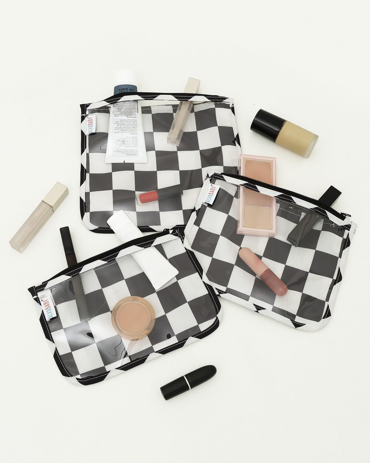 ALVA 3pcs Mess-Proof Travel Pouches | TSA Approved Toiletry Bag | Makeup Bag