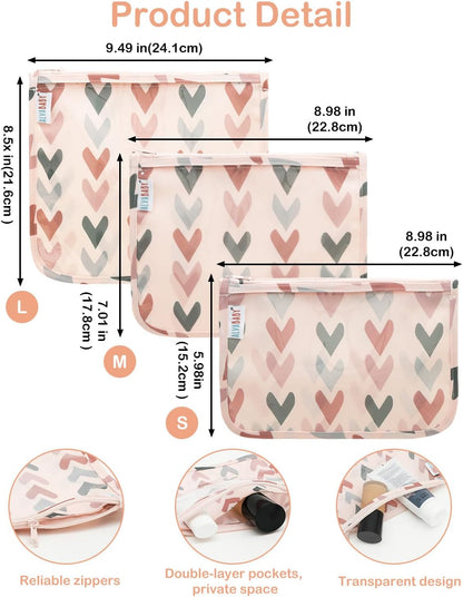 ALVA 3pcs Mess-Proof Travel Pouches | TSA Approved Toiletry Bag | Makeup Bag