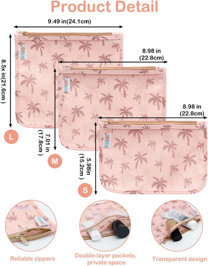ALVA 3pcs Mess-Proof Travel Pouches | TSA Approved Toiletry Bag | Makeup Bag