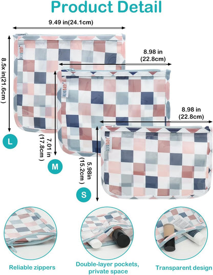 ALVA 3pcs Mess-Proof Travel Pouches | TSA Approved Toiletry Bag | Makeup Bag