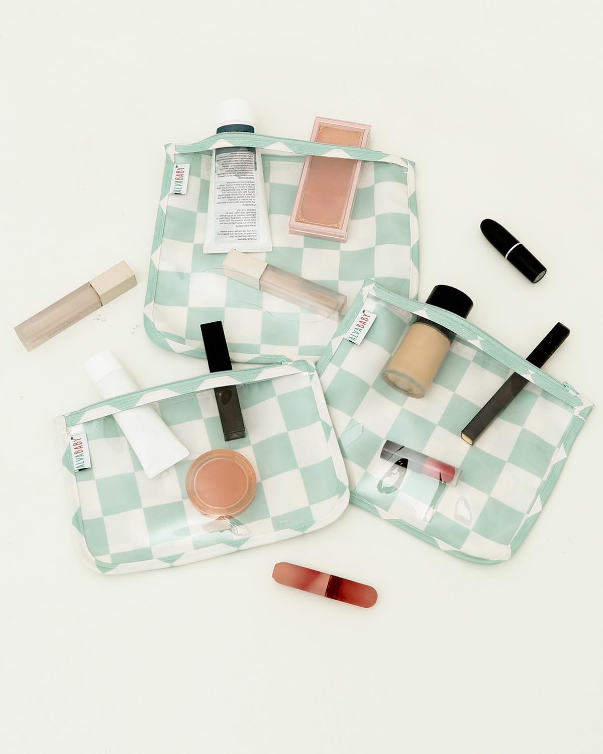 ALVA 3pcs Mess-Proof Travel Pouches | TSA Approved Toiletry Bag | Makeup Bag