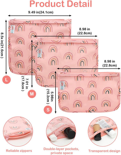 ALVA 3pcs Mess-Proof Travel Pouches | TSA Approved Toiletry Bag | Makeup Bag