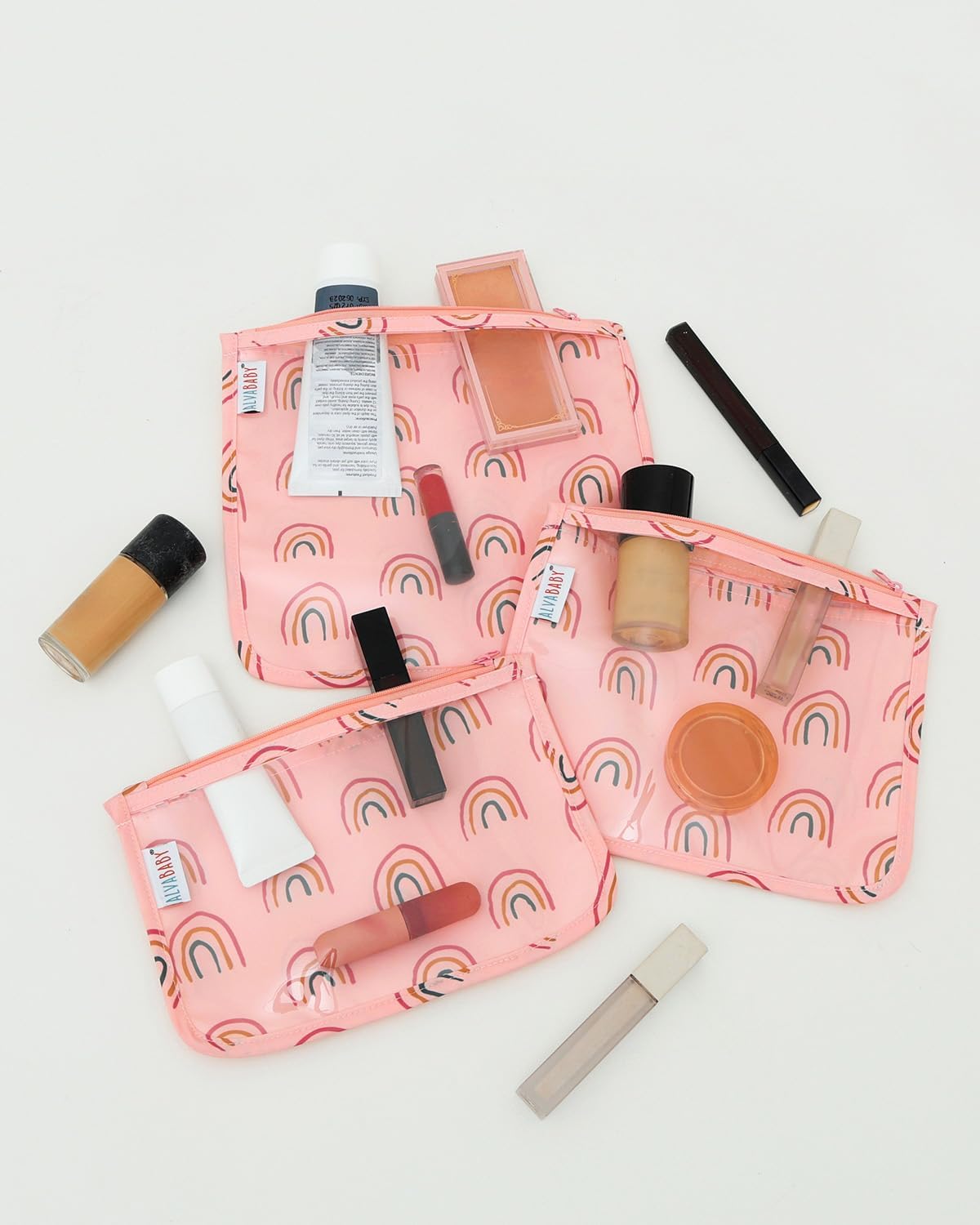 ALVA 3pcs Mess-Proof Travel Pouches | TSA Approved Toiletry Bag | Makeup Bag