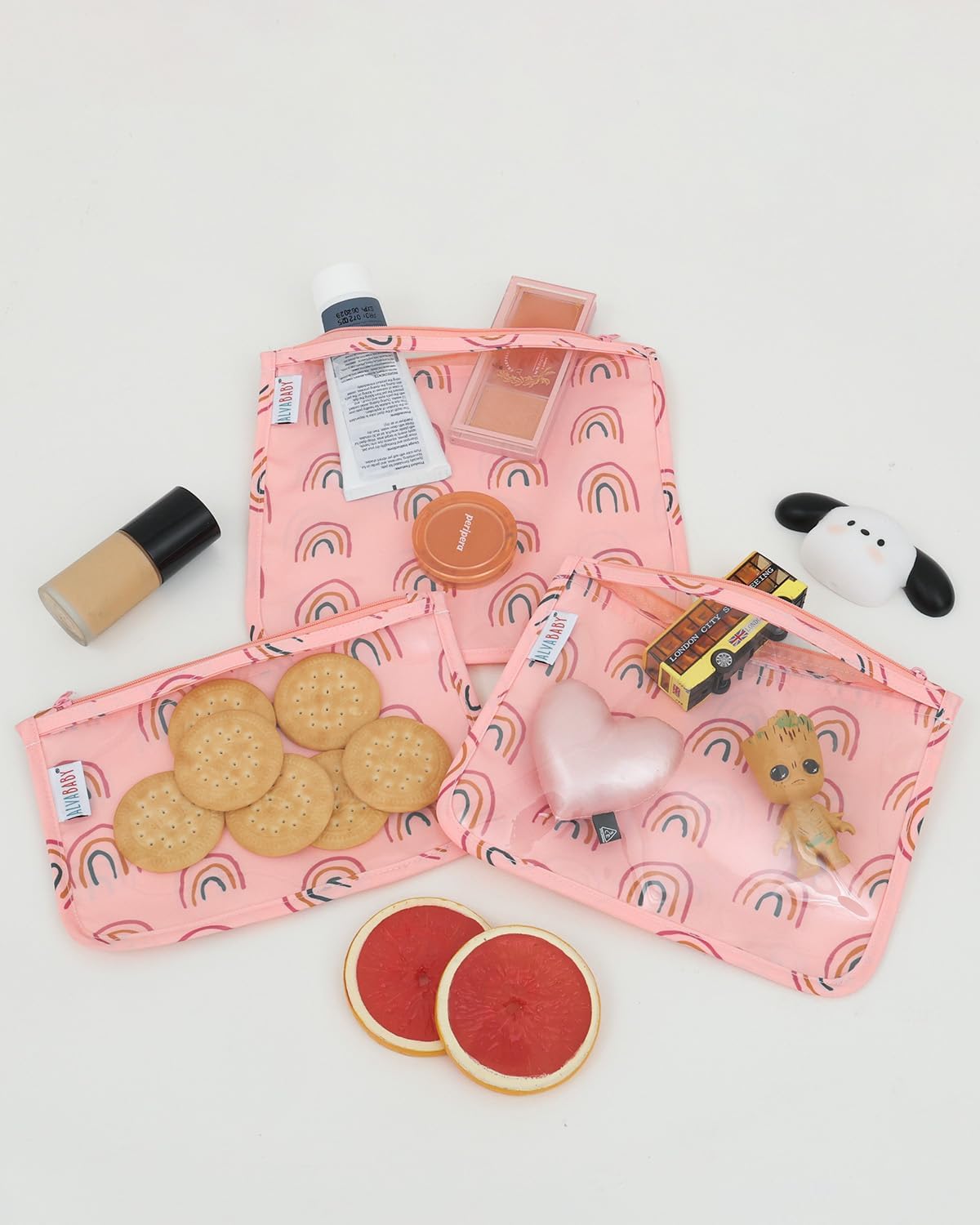 ALVA 3pcs Mess-Proof Travel Pouches | TSA Approved Toiletry Bag | Makeup Bag