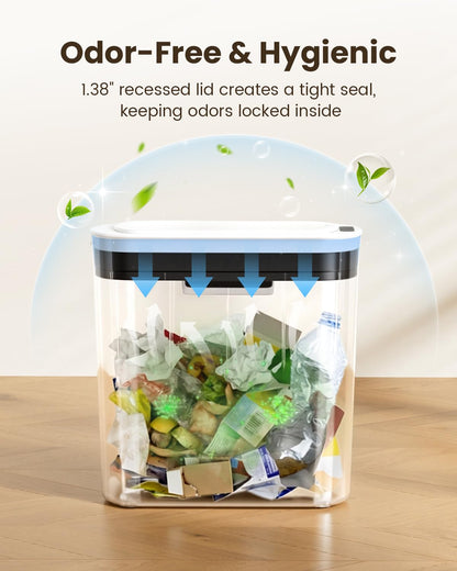 5 Gallon Automatic Bathroom Trash Can with Lid, White, Touchless