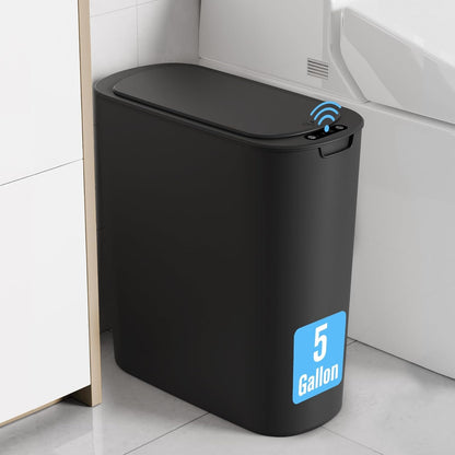 5 Gallon Automatic Bathroom Trash Can with Lid, White, Touchless