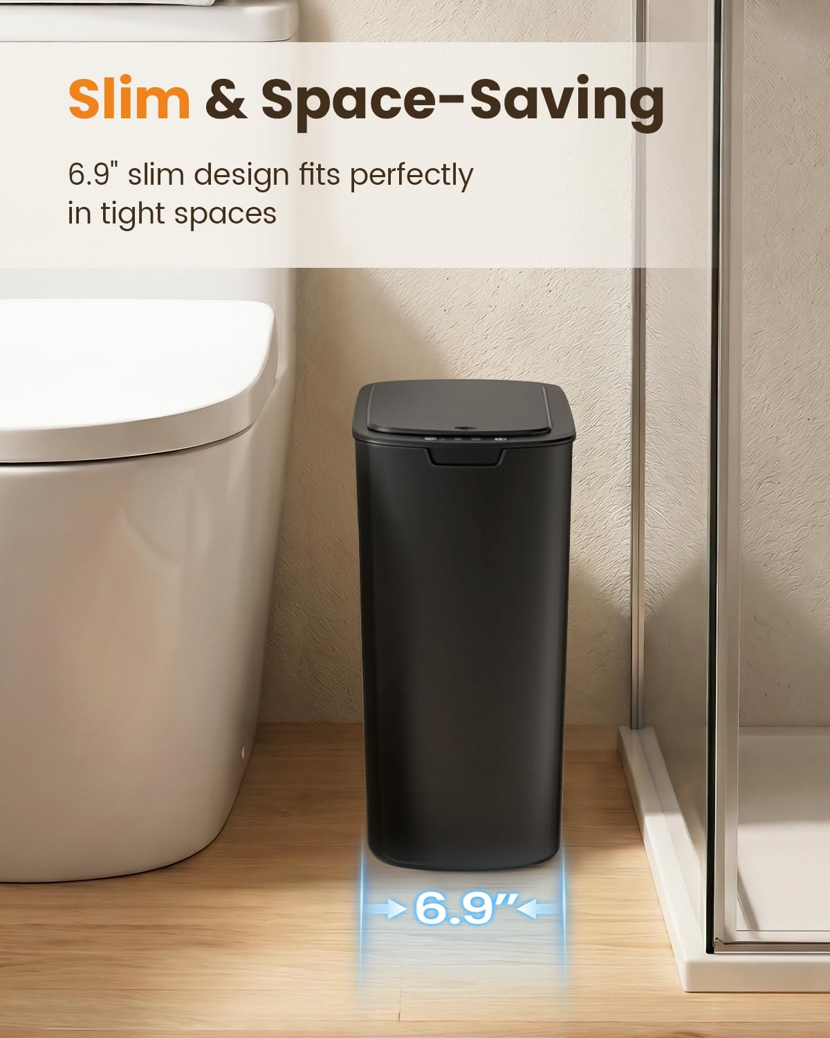 5 Gallon Automatic Bathroom Trash Can with Lid, White, Touchless