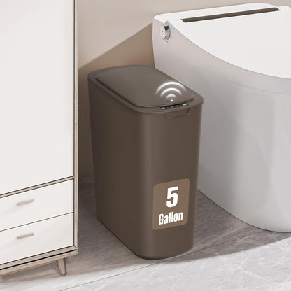 5 Gallon Automatic Bathroom Trash Can with Lid, White, Touchless