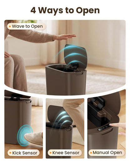 5 Gallon Automatic Bathroom Trash Can with Lid, White, Touchless