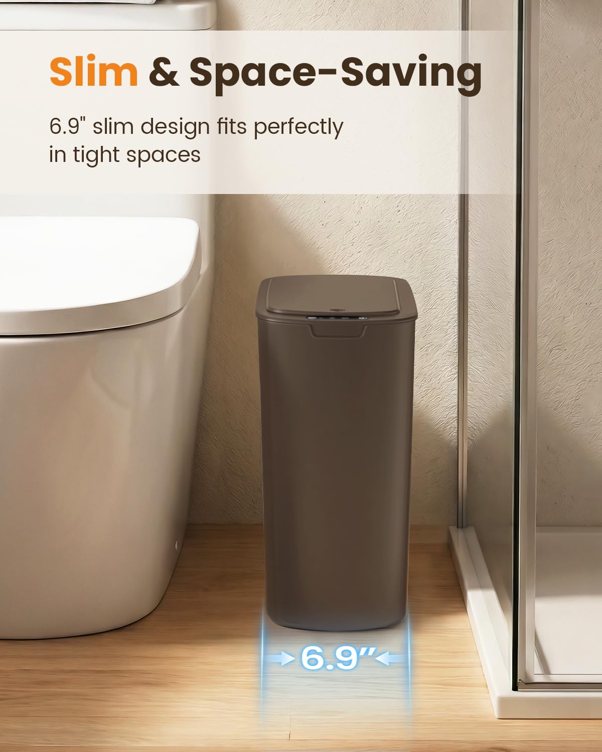 5 Gallon Automatic Bathroom Trash Can with Lid, White, Touchless