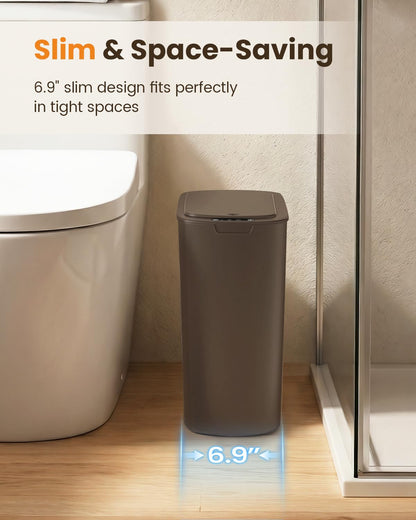 5 Gallon Automatic Bathroom Trash Can with Lid, White, Touchless