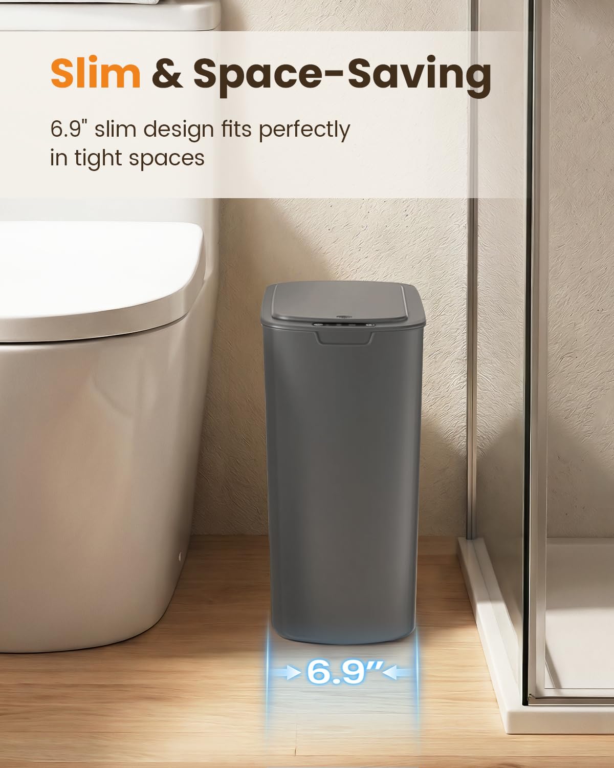 5 Gallon Automatic Bathroom Trash Can with Lid, White, Touchless