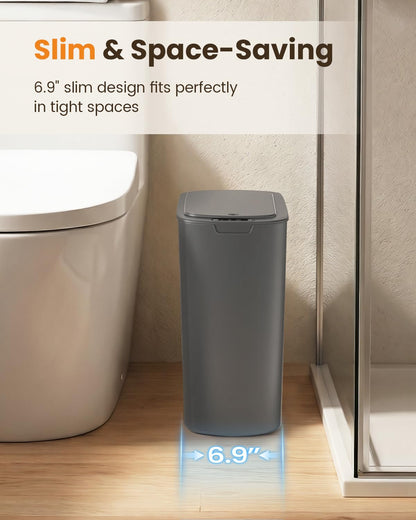 5 Gallon Automatic Bathroom Trash Can with Lid, White, Touchless