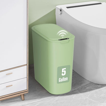 5 Gallon Automatic Bathroom Trash Can with Lid, White, Touchless