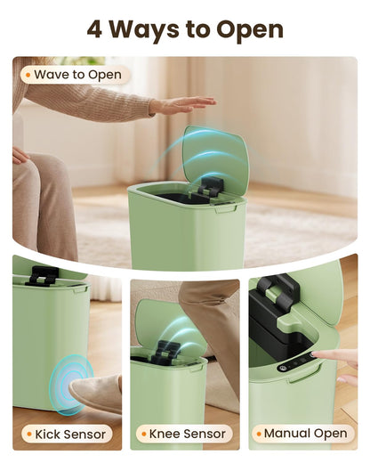 5 Gallon Automatic Bathroom Trash Can with Lid, White, Touchless