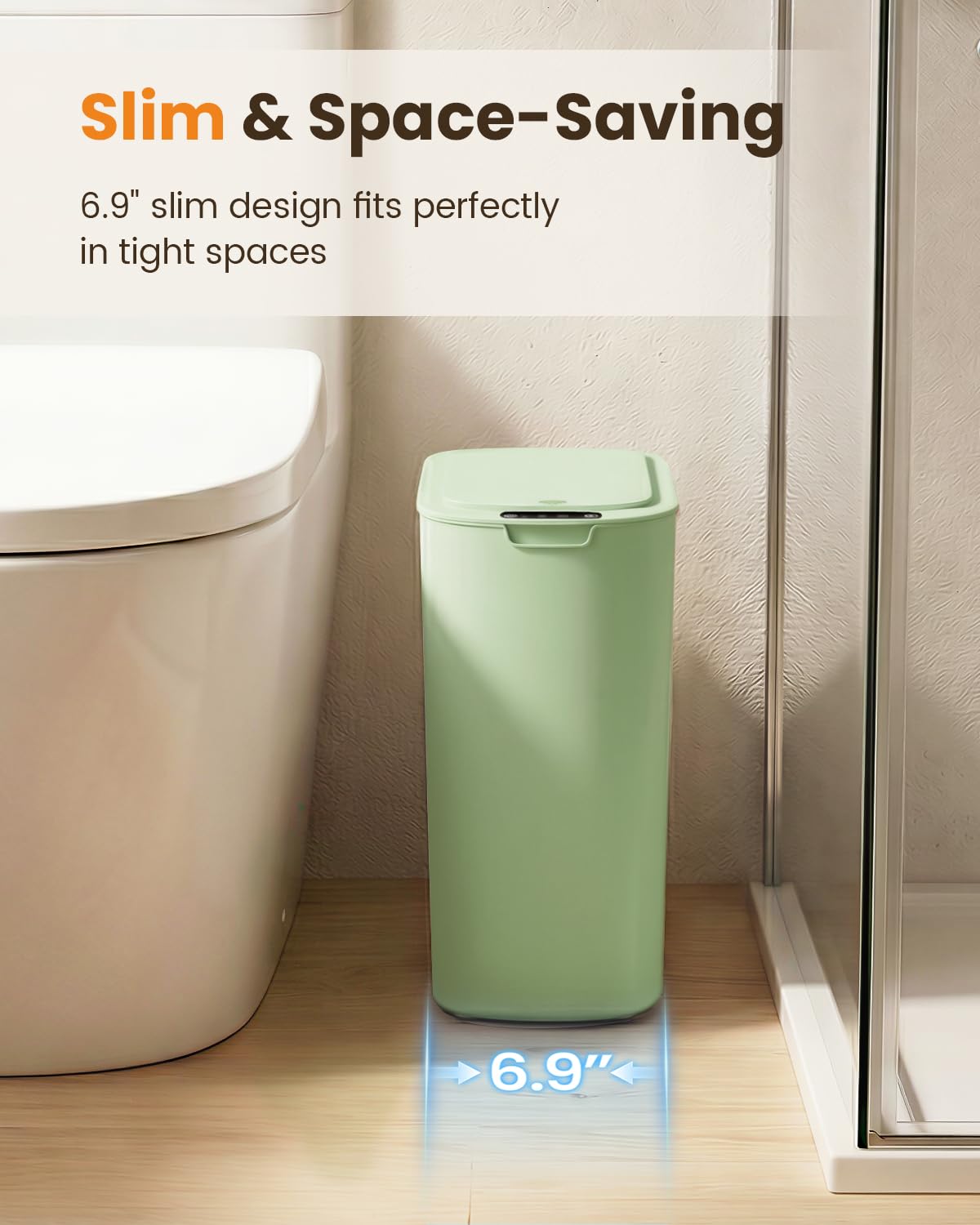 5 Gallon Automatic Bathroom Trash Can with Lid, White, Touchless