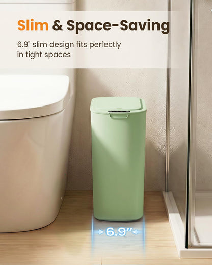 5 Gallon Automatic Bathroom Trash Can with Lid, White, Touchless