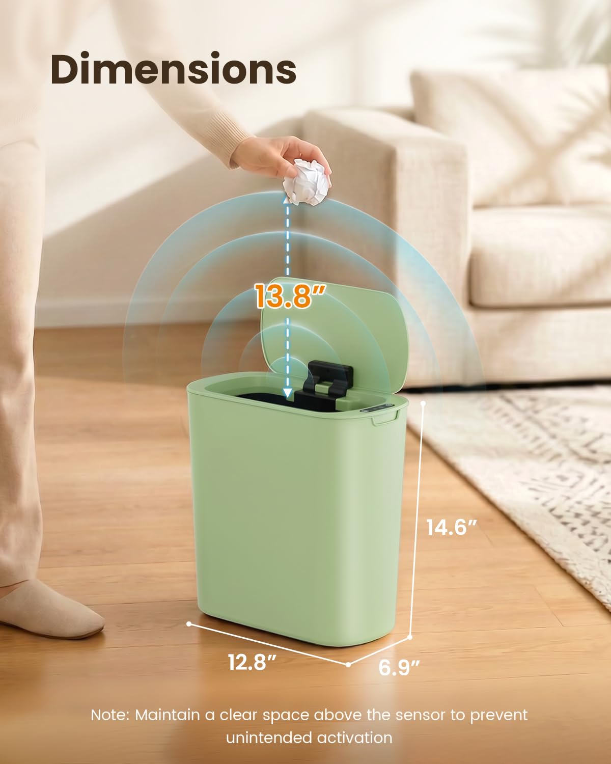5 Gallon Automatic Bathroom Trash Can with Lid, White, Touchless
