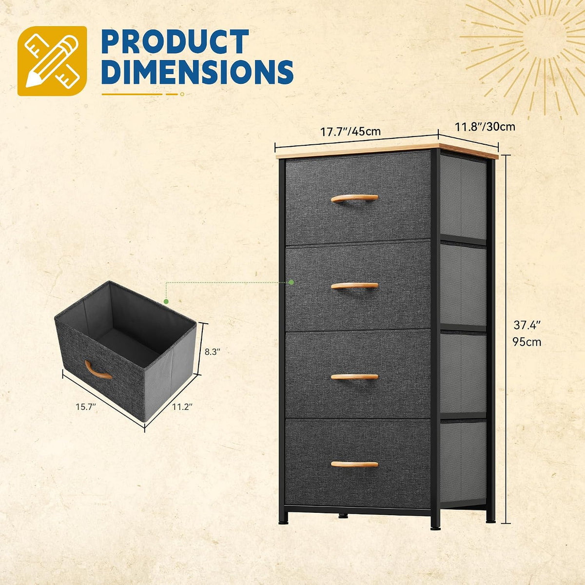 Dresser with 4 Drawers, Purple