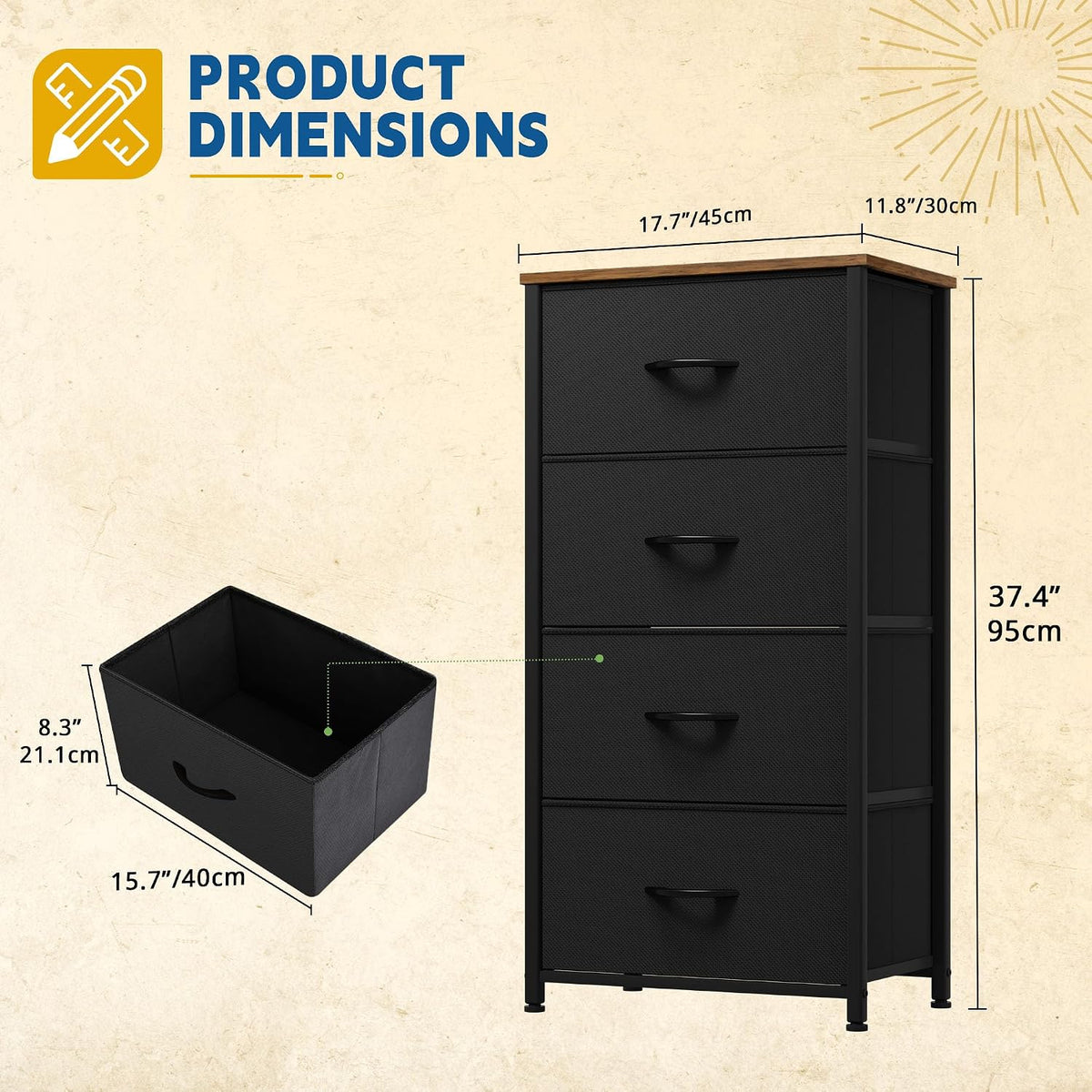 Dresser with 4 Drawers, Purple