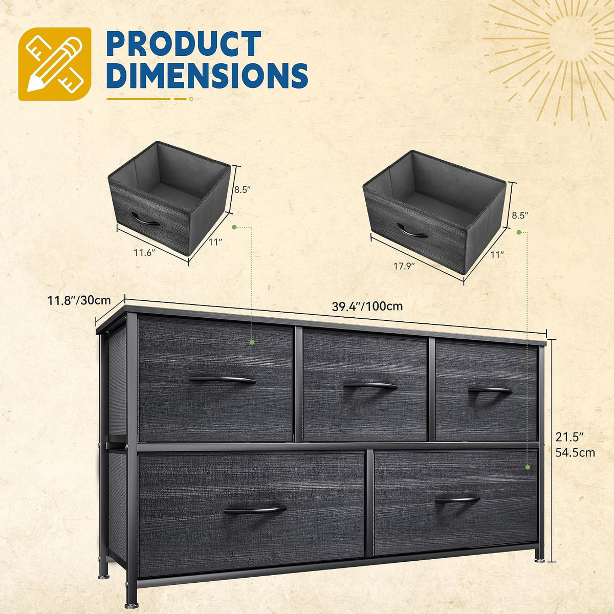 Dresser with 4 Drawers, Purple