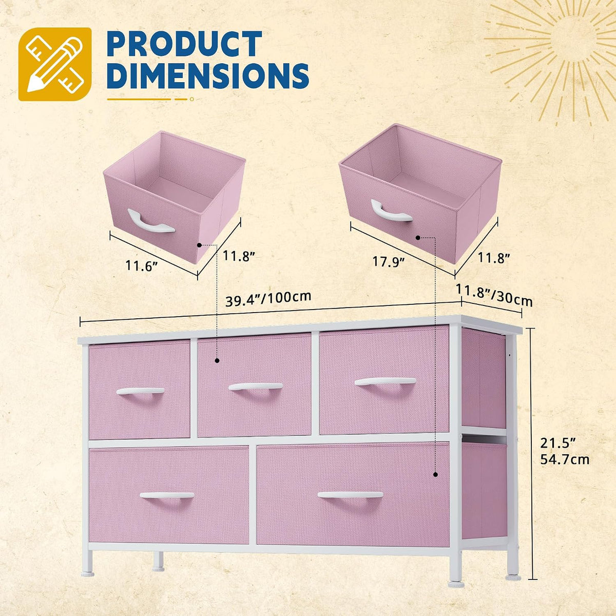Dresser with 4 Drawers, Purple