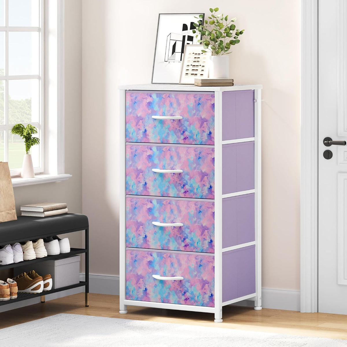 Dresser with 4 Drawers, Purple