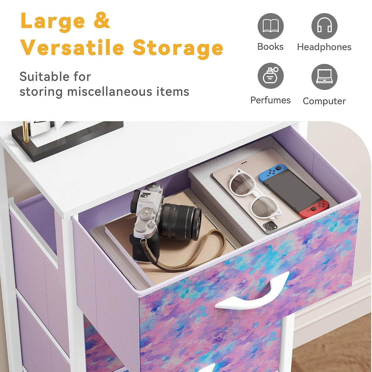 Dresser with 4 Drawers, Purple