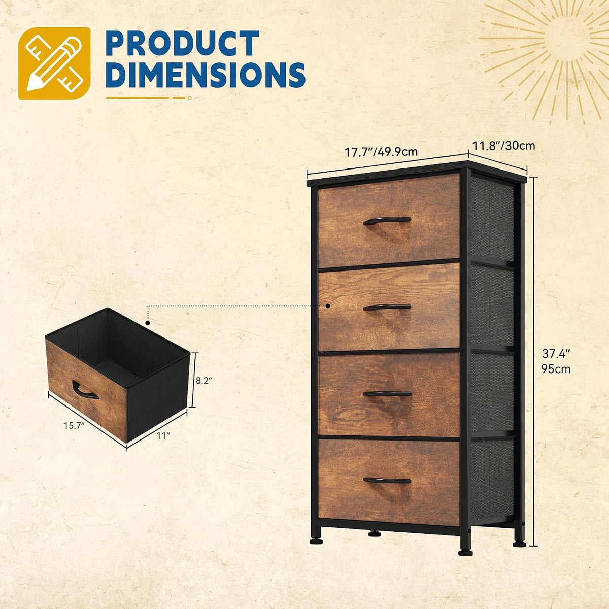 Dresser with 4 Drawers, Purple