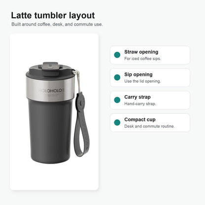 17 oz Latte Tumbler with Straw and Sip Lid, Black
