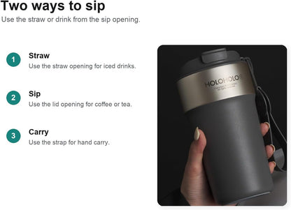 17 oz Latte Tumbler with Straw and Sip Lid, Black