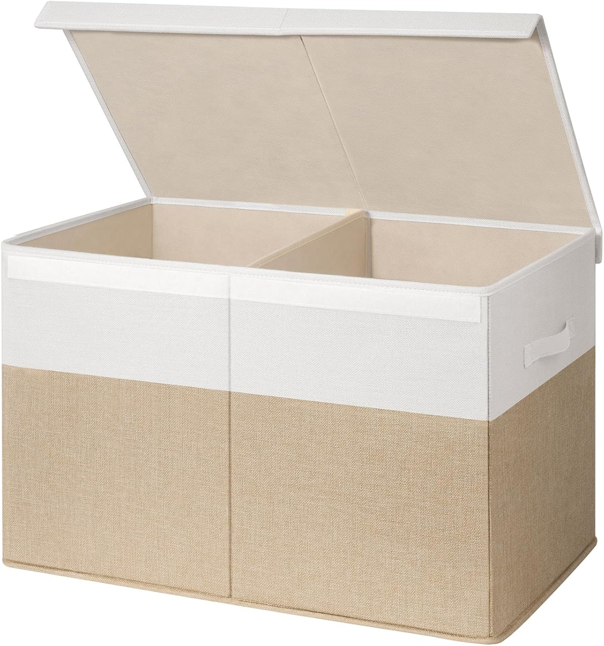 85L Large Toy Storage Box with Lid & Dividers, Grey & White