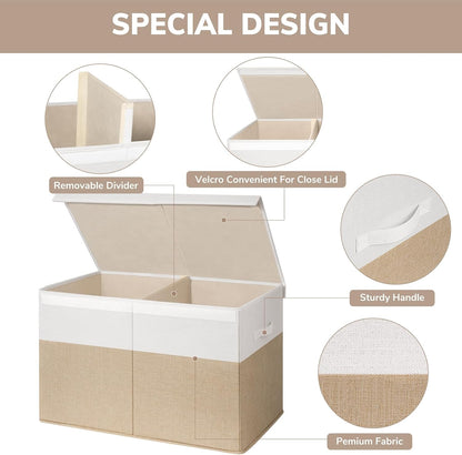 85L Large Toy Storage Box with Lid & Dividers, Grey & White